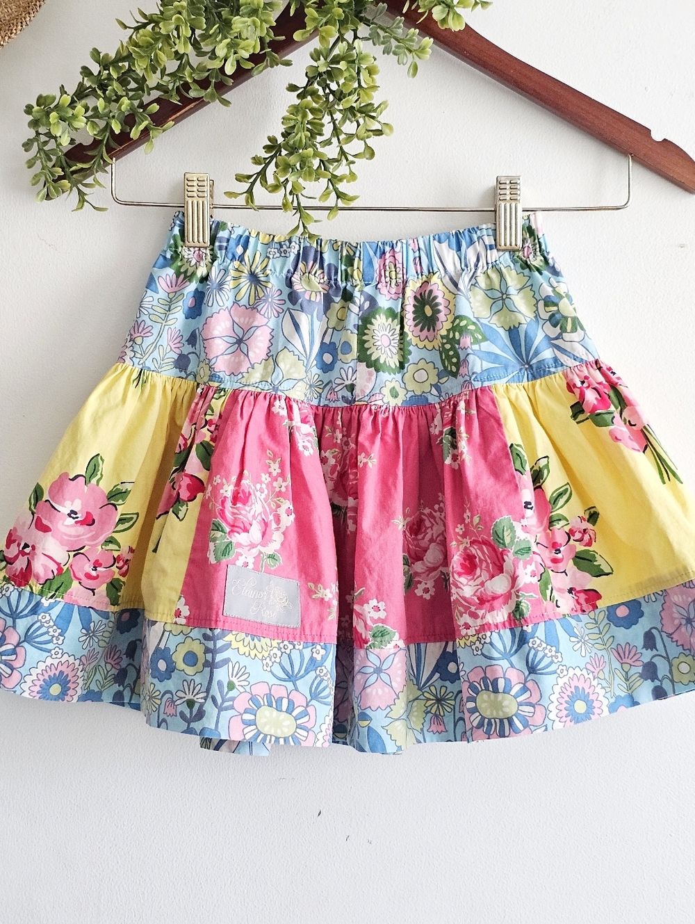 Eleanor Rose Kristina Floral Patchwork Colorful Skirt Girls 6-7 Boho Cottagecore